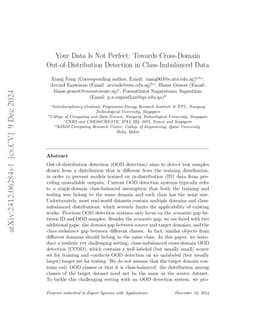 Your Data Is Not Perfect: Towards Cross-Domain Out-of-Distribution Detection in Class-Imbalanced Data