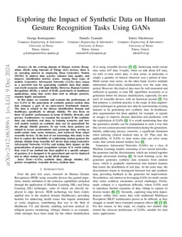 Exploring the Impact of Synthetic Data on Human Gesture Recognition
  Tasks Using GANs