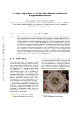 Parameter Adjustments in POMDP-Based Trajectory Planning for Unsignalized Intersections