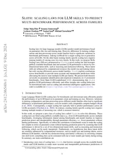 Sloth: scaling laws for LLM skills to predict multi-benchmark performance across families