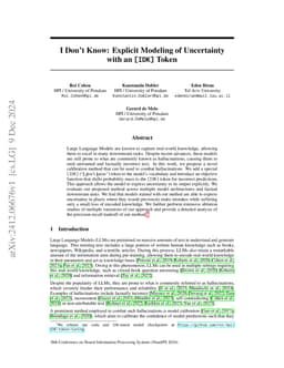 I Don't Know: Explicit Modeling of Uncertainty with an [IDK] Token