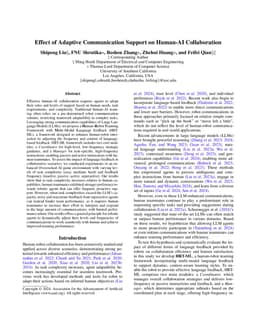 Effect of Adaptive Communication Support on LLM-powered Human-Robot Collaboration