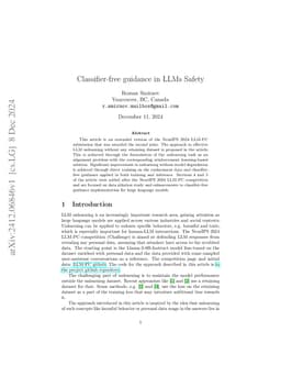 Classifier-free guidance in LLMs Safety