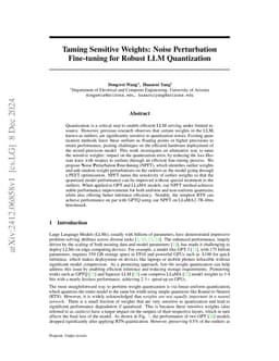 Taming Sensitive Weights : Noise Perturbation Fine-tuning for Robust LLM Quantization