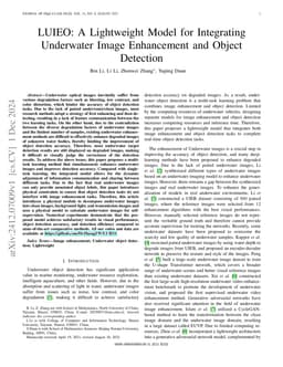 LUIEO: A Lightweight Model for Integrating Underwater Image Enhancement and Object Detection