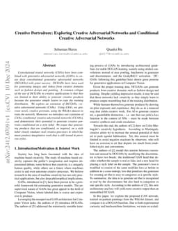 Creative Portraiture: Exploring Creative Adversarial Networks and
  Conditional Creative Adversarial Networks