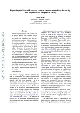 Improving the Natural Language Inference robustness to hard dataset by
  data augmentation and preprocessing