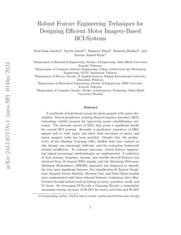 Robust Feature Engineering Techniques for Designing Efficient Motor Imagery-Based BCI-Systems