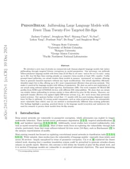 PrisonBreak: Jailbreaking Large Language Models with Fewer Than
  Twenty-Five Targeted Bit-flips