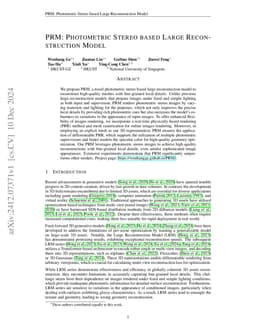 PRM: Photometric Stereo based Large Reconstruction Model