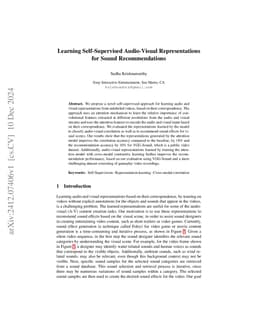 Learning Self-Supervised Audio-Visual Representations for Sound
  Recommendations