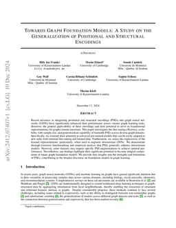 Towards Graph Foundation Models: A Study on the Generalization of Positional and Structural Encodings