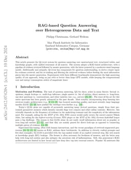 RAG-based Question Answering over Heterogeneous Data and Text