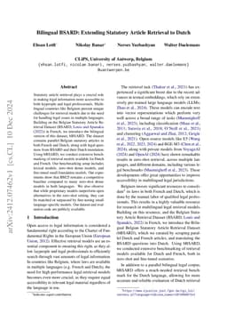 Bilingual BSARD: Extending Statutory Article Retrieval to Dutch