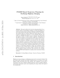 POMDP-Based Trajectory Planning for On-Ramp Highway Merging