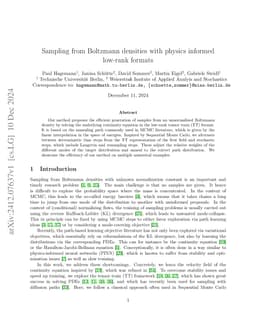Sampling from Boltzmann densities with physics informed low-rank formats