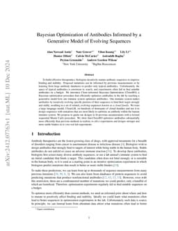 Bayesian Optimization of Antibodies Informed by a Generative Model of
  Evolving Sequences