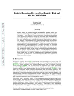 Protocol Learning, Decentralized Frontier Risk and the No-Off Problem
