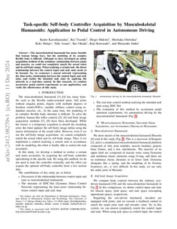 Task-specific Self-body Controller Acquisition by Musculoskeletal
  Humanoids: Application to Pedal Control in Autonomous Driving
