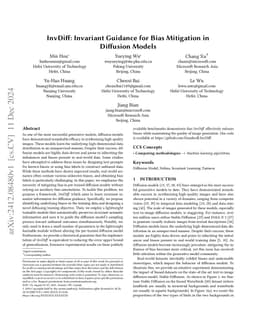InvDiff: Invariant Guidance for Bias Mitigation in Diffusion Models