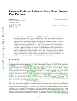 Preventing Conflicting Gradients in Neural Marked Temporal Point
  Processes