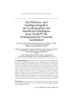 Der Effizienz- und Intelligenzbegriff in der Lexikographie und
  kuenstlichen Intelligenz: kann ChatGPT die lexikographische Textsorte
  nachbilden?