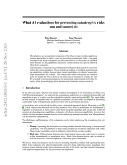 What AI evaluations for preventing catastrophic risks can and cannot do