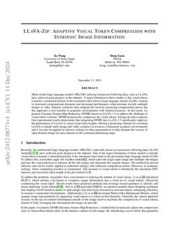 LLaVA-Zip: Adaptive Visual Token Compression with Intrinsic Image
  Information