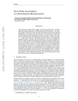 Test-Time Alignment via Hypothesis Reweighting