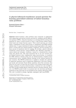 A physics-informed transformer neural operator for learning generalized solutions of initial boundary value problems