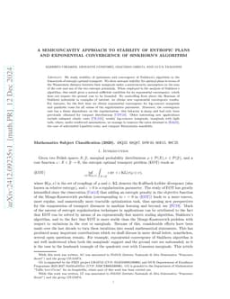 A semiconcavity approach to stability of entropic plans and exponential
  convergence of Sinkhorn's algorithm