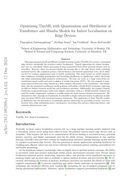 Optimising TinyML with Quantization and Distillation of Transformer and
  Mamba Models for Indoor Localisation on Edge Devices