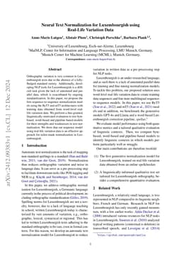 Neural Text Normalization for Luxembourgish using Real-Life Variation
  Data