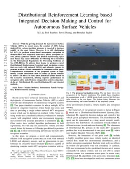 Distributional Reinforcement Learning based Integrated Decision Making
  and Control for Autonomous Surface Vehicles