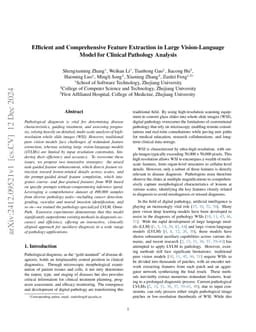 Efficient and Comprehensive Feature Extraction in Large Vision-Language Model for Clinical Pathology Analysis
