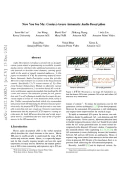 NowYouSee Me: Context-Aware Automatic Audio Description