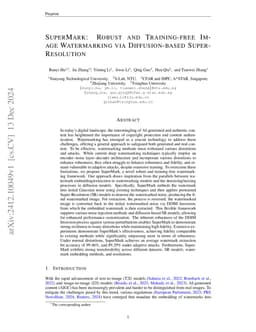 SuperMark: Robust and Training-free Image Watermarking via
  Diffusion-based Super-Resolution