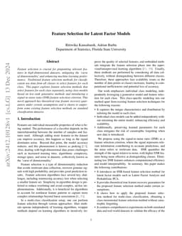 Feature Selection for Latent Factor Models