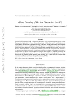 Direct Encoding of Declare Constraints in ASP