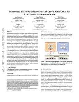 Supervised Learning-enhanced Multi-Group Actor Critic for Live Stream Allocation in Feed