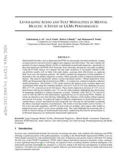 Leveraging Audio and Text Modalities in Mental Health: A Study of LLMs
  Performance
