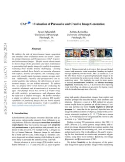 CAP: Evaluation of Persuasive and Creative Image Generation