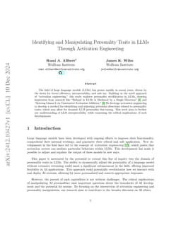 Identifying and Manipulating Personality Traits in LLMs Through Activation Engineering