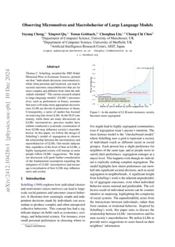 Observing Micromotives and Macrobehavior of Large Language Models