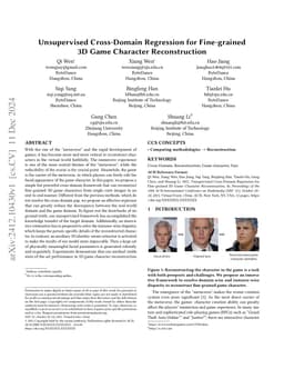 Unsupervised Cross-Domain Regression for Fine-grained 3D Game Character
  Reconstruction