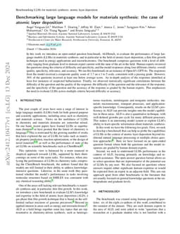 Benchmarking large language models for materials synthesis: the case of
  atomic layer deposition