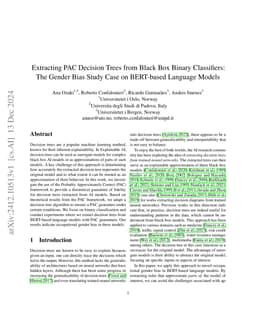 Extracting PAC Decision Trees from Black Box Binary Classifiers: The
  Gender Bias Study Case on BERT-based Language Models