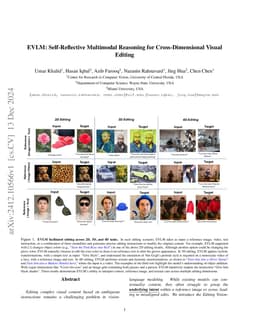 EVLM: Self-Reflective Multimodal Reasoning for Cross-Dimensional Visual
  Editing