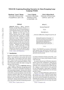 WHAT-IF: Exploring Branching Narratives by Meta-Prompting Large Language
  Models