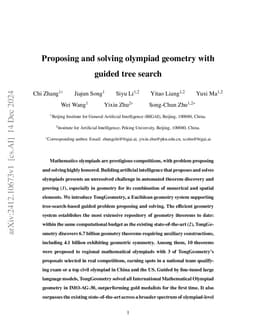 Proposing and solving olympiad geometry with guided tree search